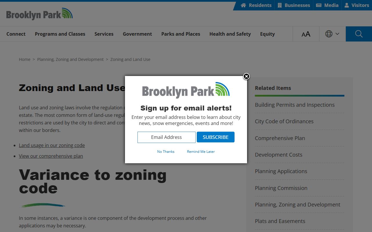 Brooklyn Park deed records planning and zoning land use portal