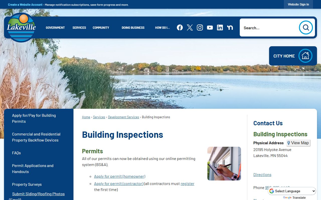 Lakeville deed records building inspections permit portal