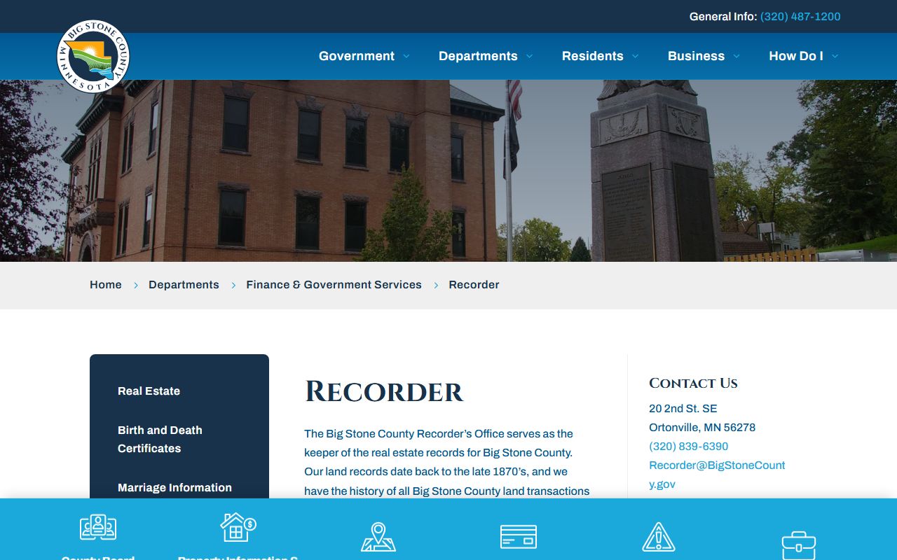 Big Stone County deed records - Recorder's Office services