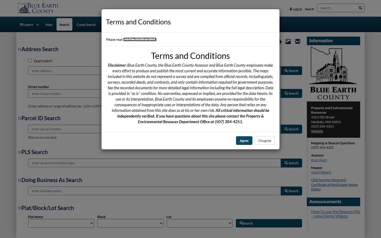 Blue Earth County deed records - Beacon property information system