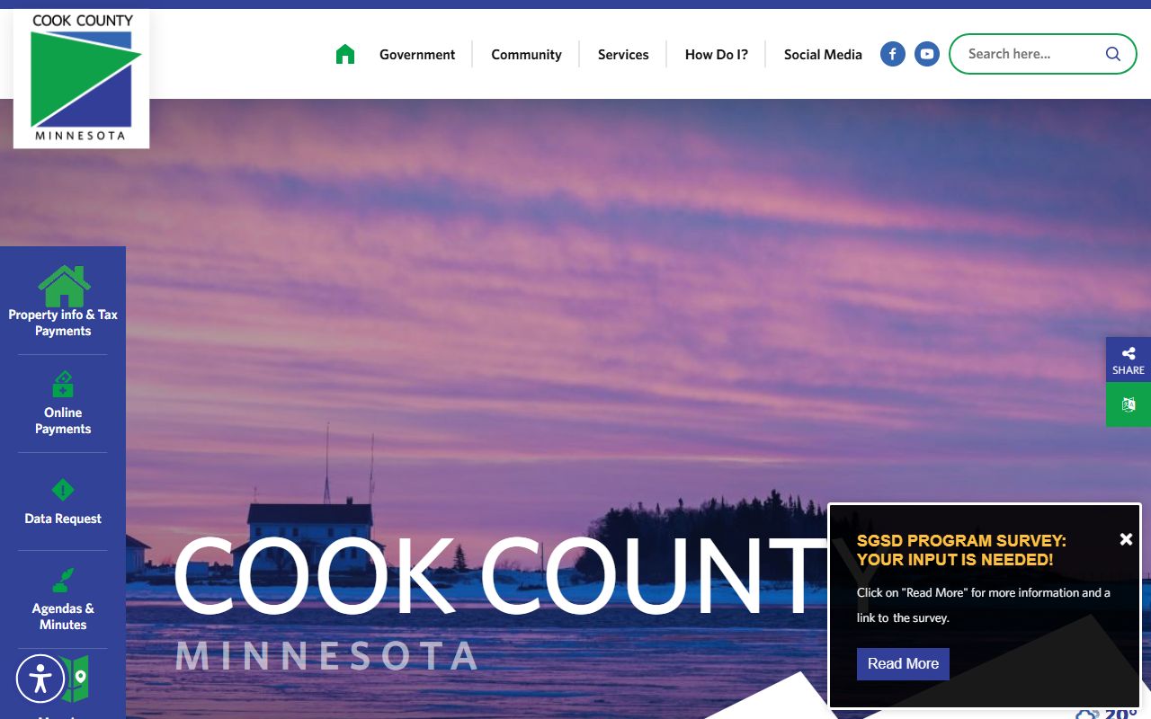 Cook County Minnesota homepage with property records and recorder office access