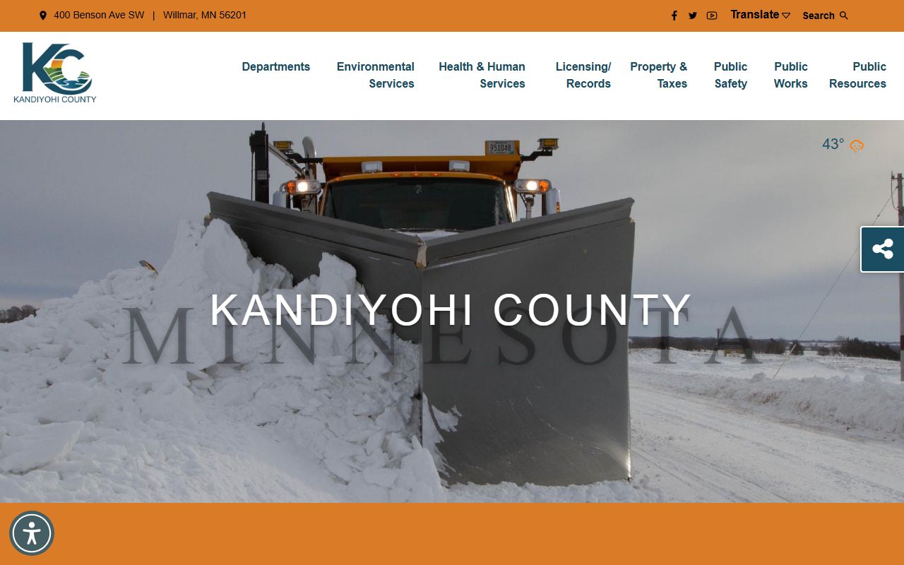 Kandiyohi County Recorder website showing deed records and property search options