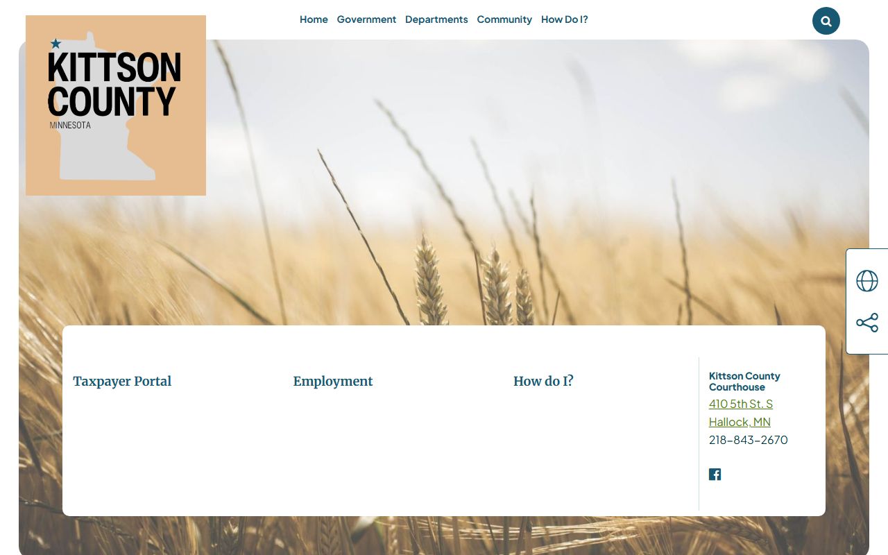 Kittson County Recorder website showing deed records and county services