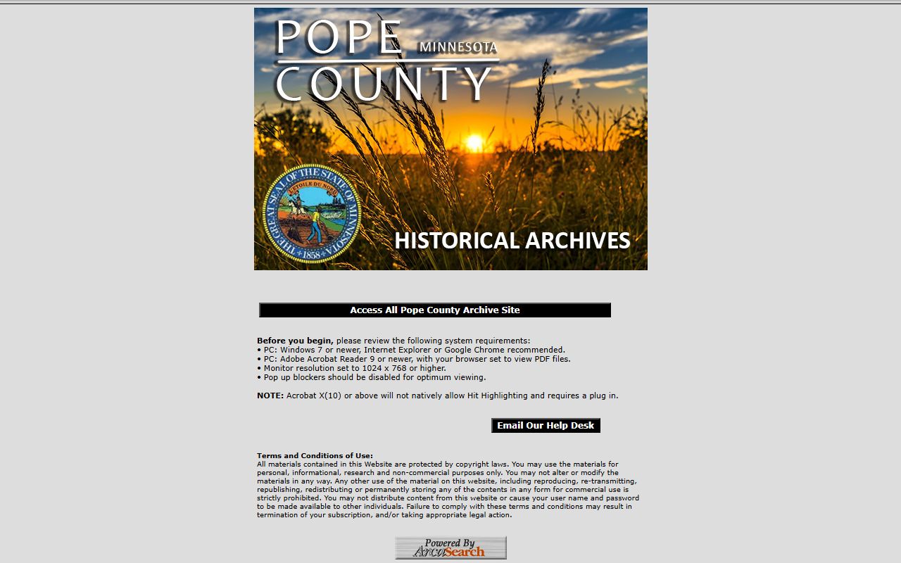 Pope County ArcaSearch free deed records search portal