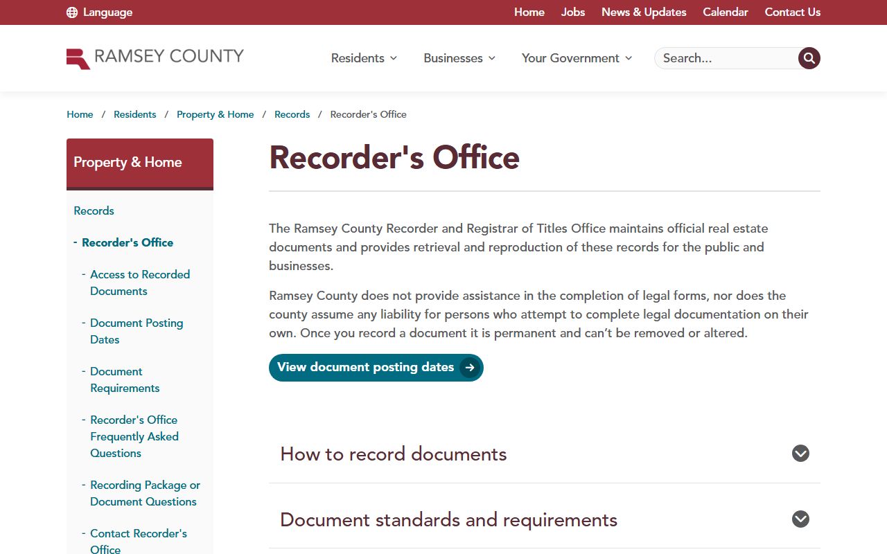 Ramsey County Recorder's office page for deed records