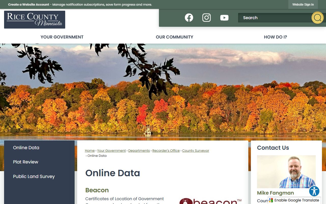Rice County online data portal for deed records search