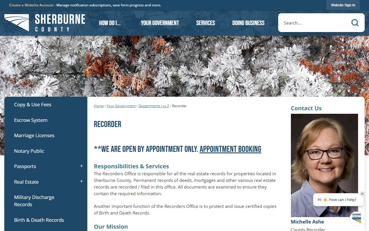 Sherburne County Recorder's office page for deed records and land document search