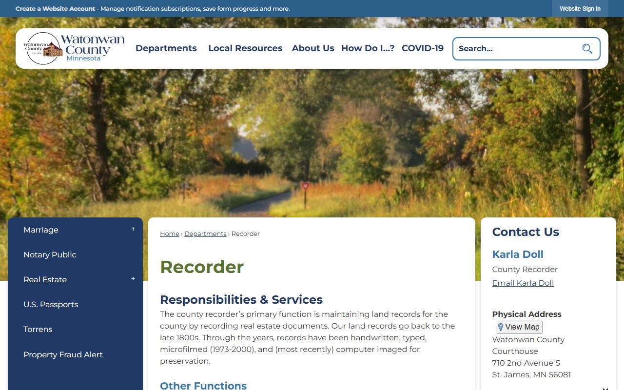 Watonwan County deed records recorder's office page