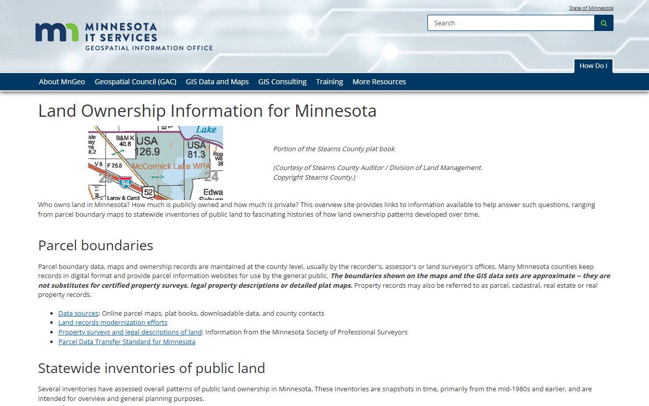 Minnesota Land Ownership Information - MnGeo deed records resource